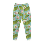 Pink Lotus Pattern Print Jogger Pants
