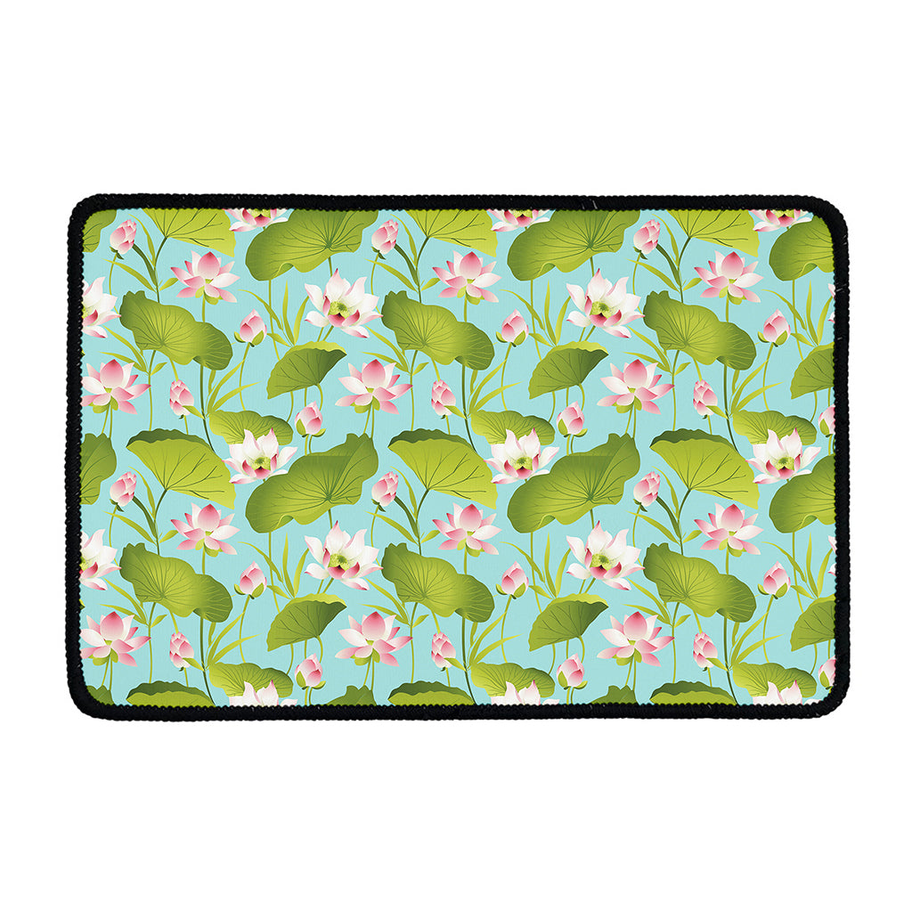 Pink Lotus Pattern Print Kitchen Mat