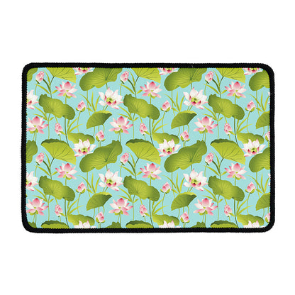 Pink Lotus Pattern Print Kitchen Mat