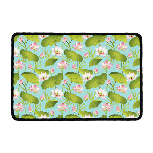 Pink Lotus Pattern Print Kitchen Mat