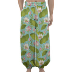 Pink Lotus Pattern Print Lantern Pants