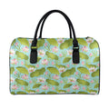 Pink Lotus Pattern Print Leather Duffel Bag