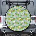 Pink Lotus Pattern Print Leather Spare Tire Cover