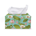Pink Lotus Pattern Print Leather Tissue Box Cover