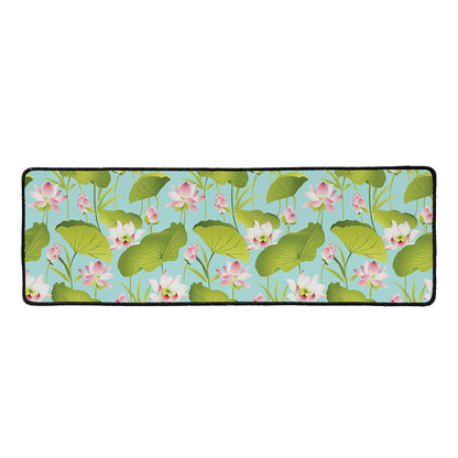 Pink Lotus Pattern Print Long Kitchen Mat