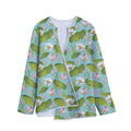 Pink Lotus Pattern Print Long Sleeve Short Coat