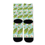 Pink Lotus Pattern Print Long Socks