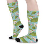 Pink Lotus Pattern Print Long Socks