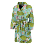 Pink Lotus Pattern Print Men's Bathrobe