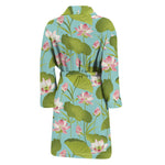 Pink Lotus Pattern Print Men's Bathrobe