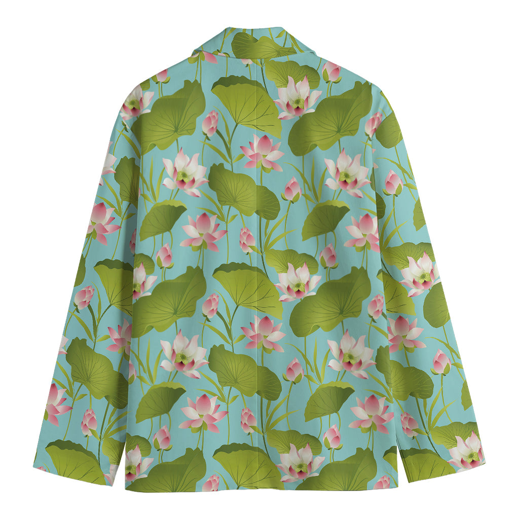 Pink Lotus Pattern Print Men's Blazer