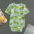 Pink Lotus Pattern Print Men's Bodysuit