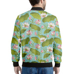 Pink Lotus Pattern Print Men's Bomber Jacket