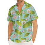 Pink Lotus Pattern Print Men's Deep V-Neck Shirt