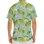 Pink Lotus Pattern Print Men's Deep V-Neck Shirt