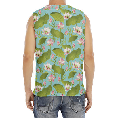 Pink Lotus Pattern Print Men's Fitness Tank Top
