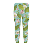 Pink Lotus Pattern Print Men's leggings