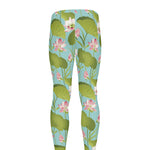 Pink Lotus Pattern Print Men's leggings