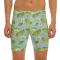 Pink Lotus Pattern Print Men's Long Boxer Briefs