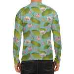 Pink Lotus Pattern Print Men's Long Sleeve Rash Guard