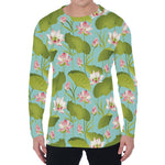 Pink Lotus Pattern Print Men's Long Sleeve T-Shirt