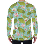 Pink Lotus Pattern Print Men's Long Sleeve T-Shirt