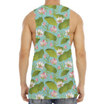 Pink Lotus Pattern Print Men's Muscle Tank Top
