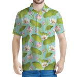 Pink Lotus Pattern Print Men's Polo Shirt