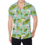 Pink Lotus Pattern Print Men's Shirt