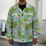 Pink Lotus Pattern Print Men's Shirt Jacket