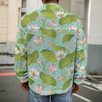 Pink Lotus Pattern Print Men's Shirt Jacket