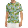 Pink Lotus Pattern Print Men's Short Sleeve Rash Guard