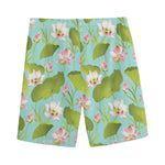 Pink Lotus Pattern Print Men's Sports Shorts