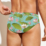 Pink Lotus Pattern Print Men's Swim Briefs