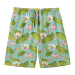Pink Lotus Pattern Print Men's Swim Trunks