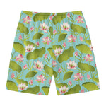 Pink Lotus Pattern Print Men's Swim Trunks
