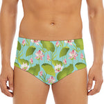 Pink Lotus Pattern Print Men's Triangle Swim Briefs