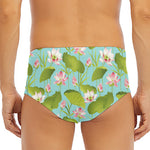 Pink Lotus Pattern Print Men's Triangle Swim Briefs