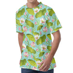 Pink Lotus Pattern Print Men's Velvet T-Shirt