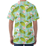 Pink Lotus Pattern Print Men's Velvet T-Shirt