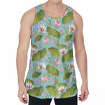 Pink Lotus Pattern Print Men's Velvet Tank Top