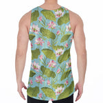 Pink Lotus Pattern Print Men's Velvet Tank Top