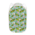 Pink Lotus Pattern Print Mesh Laundry Hamper