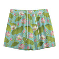 Pink Lotus Pattern Print Mesh Shorts