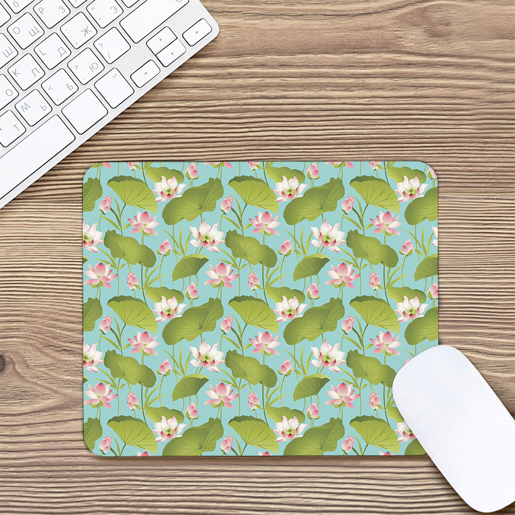Pink Lotus Pattern Print Mouse Pad