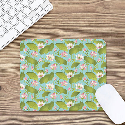 Pink Lotus Pattern Print Mouse Pad