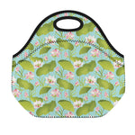 Pink Lotus Pattern Print Neoprene Lunch Bag
