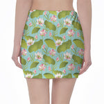 Pink Lotus Pattern Print Pencil Mini Skirt