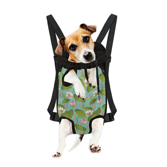 Pink Lotus Pattern Print Pet Carrier Backpack