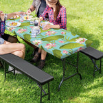 Pink Lotus Pattern Print Picnic Table Cover